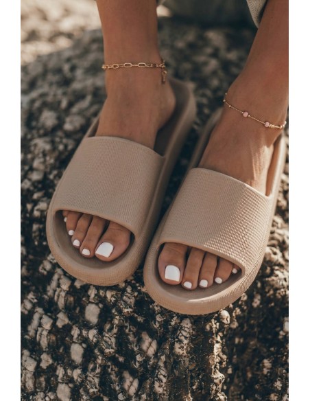 Women's Lightweight Foam Slides With Thick Sole Brown Querceria