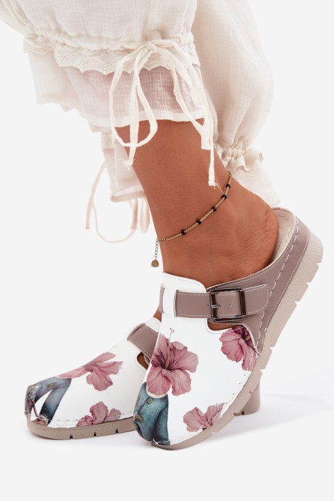 Women's Clogs With Buckle Dark Beige Hallie