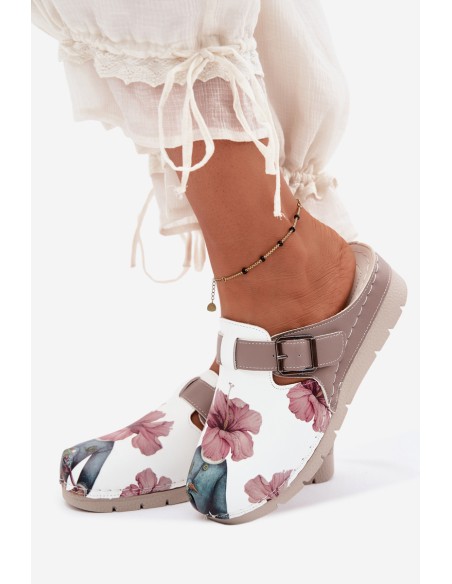 Women's Clogs With Buckle Dark Beige Hallie