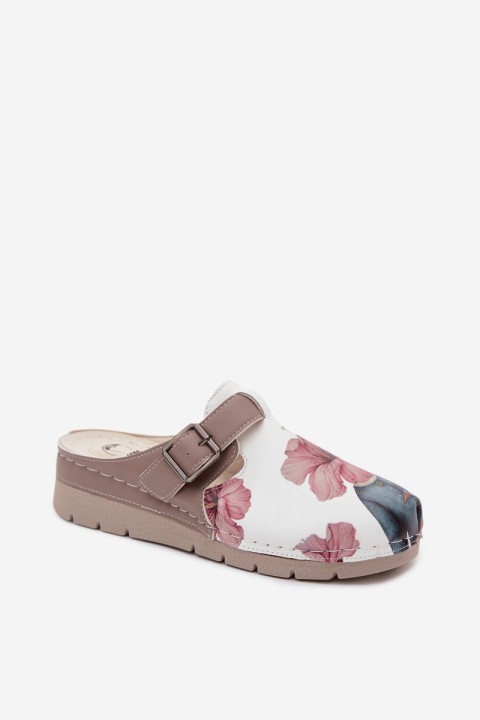 Women's Clogs With Buckle Dark Beige Hallie