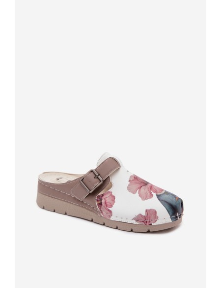 Women's Clogs With Buckle Dark Beige Hallie