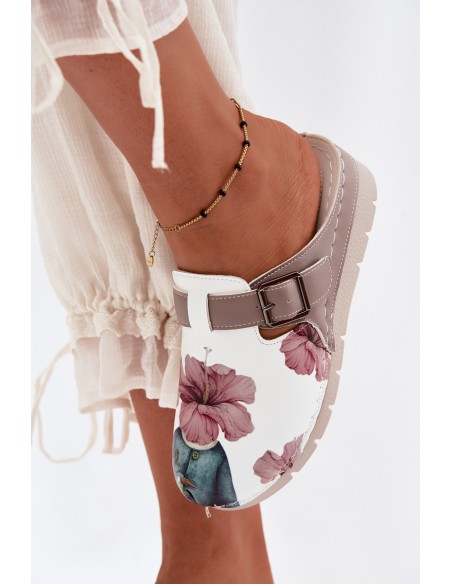 Women's Clogs With Buckle Dark Beige Hallie