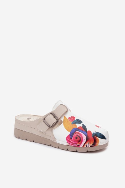 Women's Slides With Buckle Beige Hallie 2