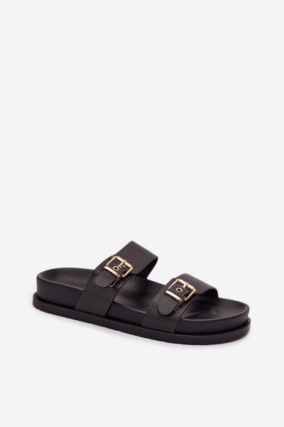 Women's Slippers With Gold Clips Black Vilja 2