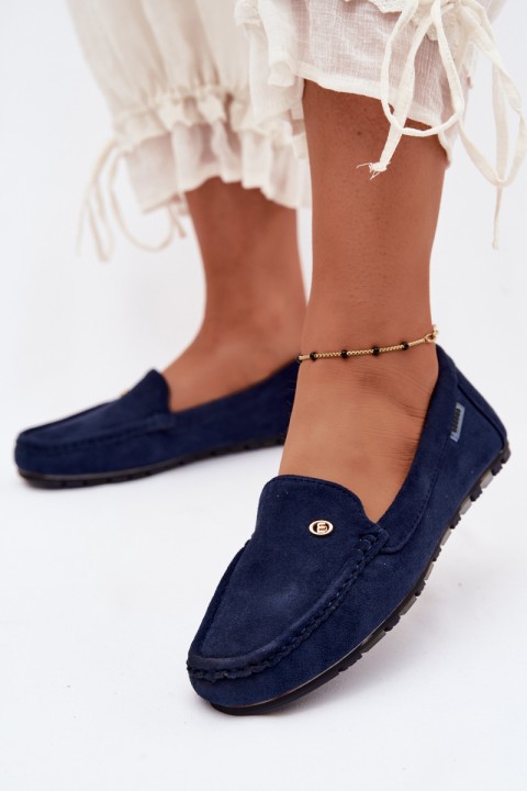 Women's Flat Eco Suede Navy Blue Moccasins Marilla