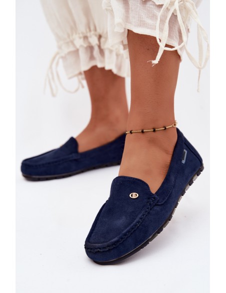 Women's Flat Eco Suede Navy Blue Moccasins Marilla