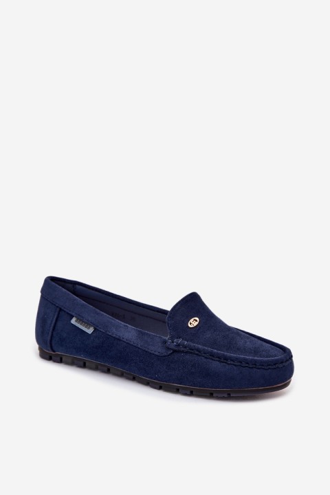 Women's Flat Eco Suede Navy Blue Moccasins Marilla