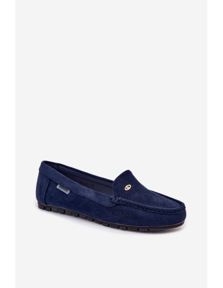 Women's Flat Eco Suede Navy Blue Moccasins Marilla