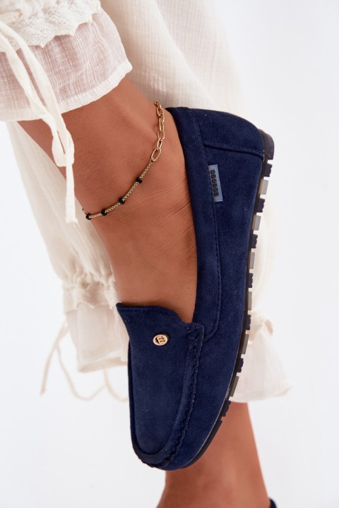Women's Flat Eco Suede Navy Blue Moccasins Marilla