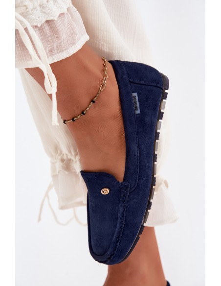 Women's Flat Eco Suede Navy Blue Moccasins Marilla