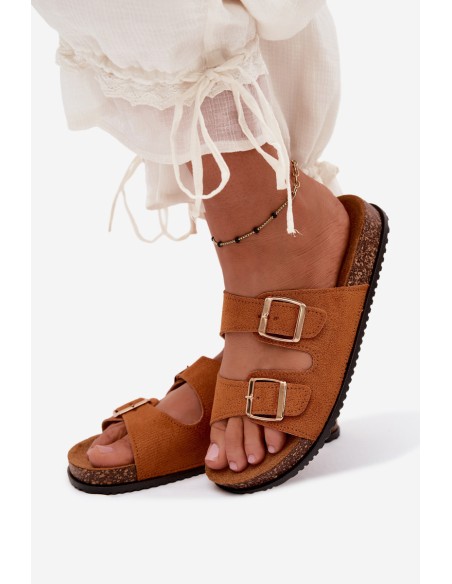 Women's Slippers With Buckles Camel Brigid