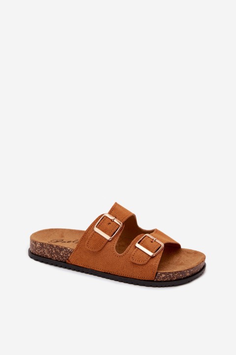 Women's Slippers With Buckles Camel Brigid