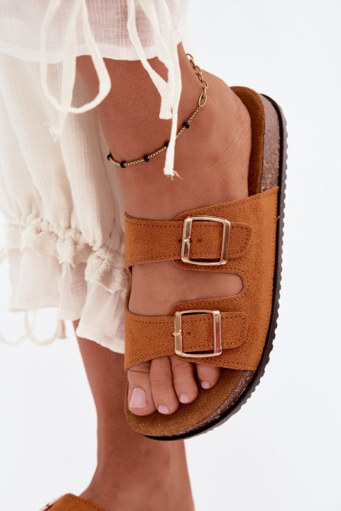 Women's Slippers With Buckles Camel Brigid