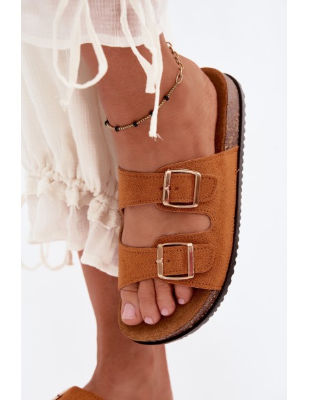 Women's Slippers With Buckles Camel Brigid