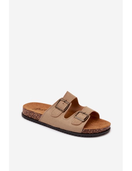 Women's Beige Slip-On Sandals With Buckles Brigid