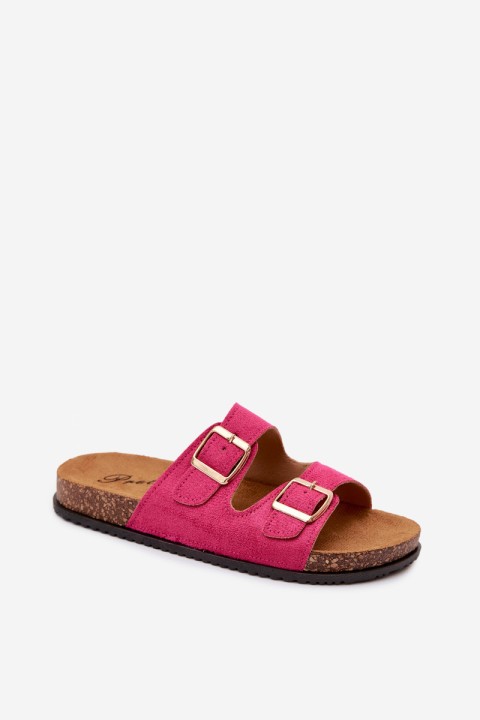 Women's Slides With Buckles Fuchsia Brigid