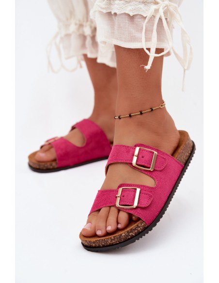 Women's Slides With Buckles Fuchsia Brigid