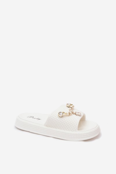 Women's Foam Slippers With Decoration White Rosehip 2