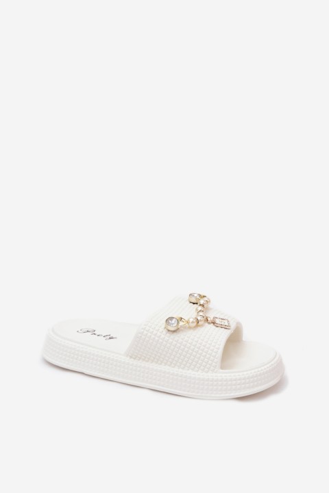 Women's Foam Slippers With Decoration White Rosehip