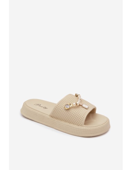 Women's Foam Slippers With Embellishment Beige Rosehip