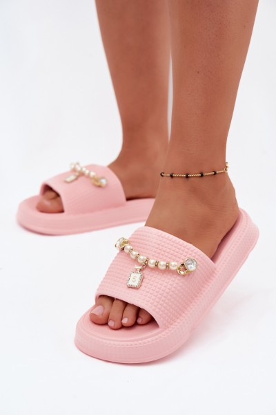 Women's Foam Slides With Decoration Pink Rosehip