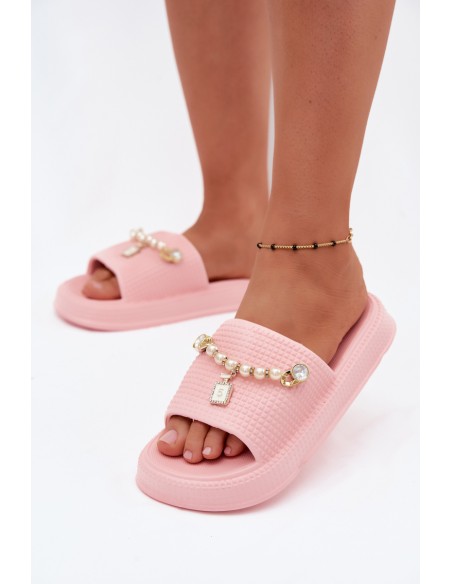 Women's Foam Slides With Decoration Pink Rosehip
