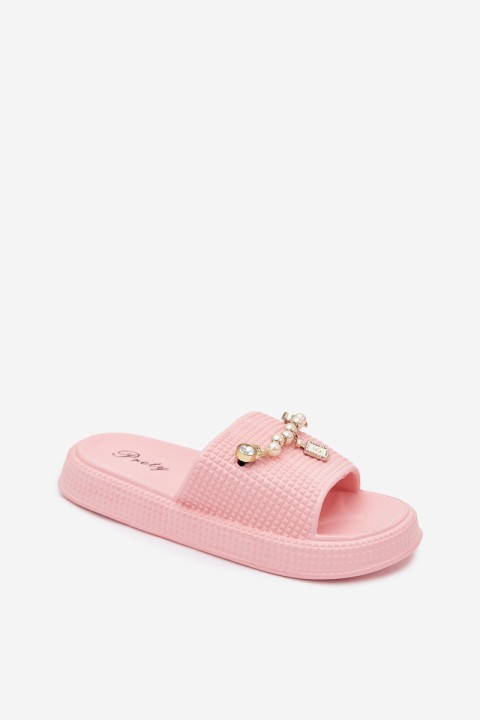 Women's Foam Slides With Decoration Pink Rosehip