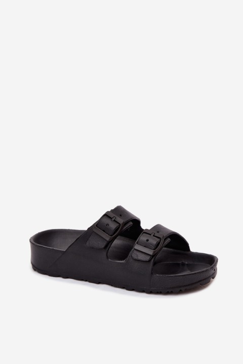 Women's Foam Slides With Straps Black Calico