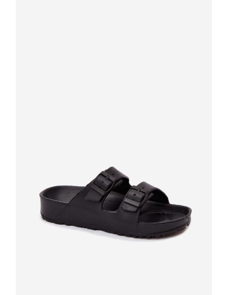 Women's Foam Slides With Straps Black Calico
