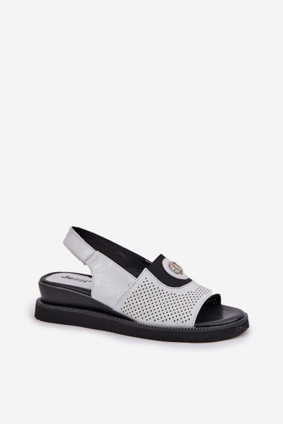 Women's wedge sandals silver Isnnoria 2