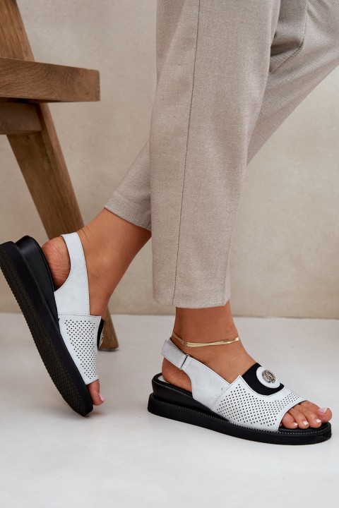 Women's wedge sandals silver Isnnoria