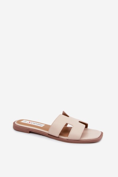 Women's Cut-Out Flat Faux Leather Light Beige Santoria 2