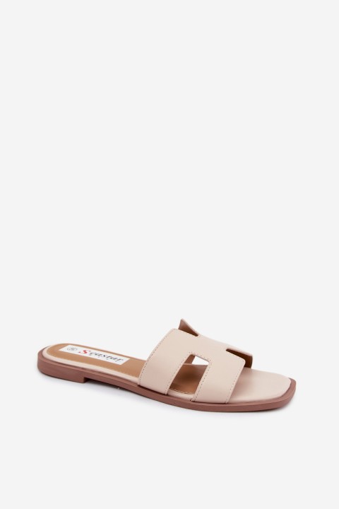 Women's Cut-Out Flat Faux Leather Light Beige Santoria
