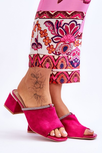 Suede High Heel Slippers S.Barski KV-612-2 Fuchsia 2