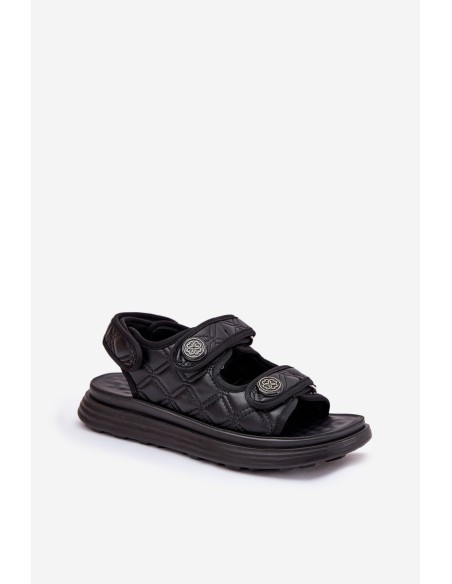 Women Sandals With Decorative Details On Velcro Black Zoliner