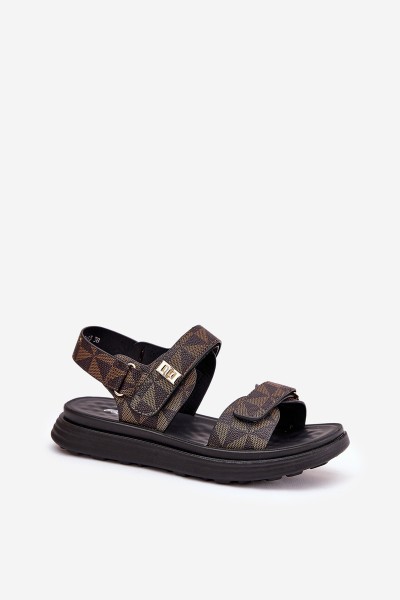 Fabric Women's Platform Sandals Black-Brown Leriot 2