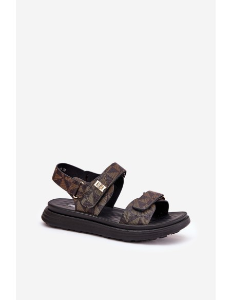 Fabric Women's Platform Sandals Black-Brown Leriot