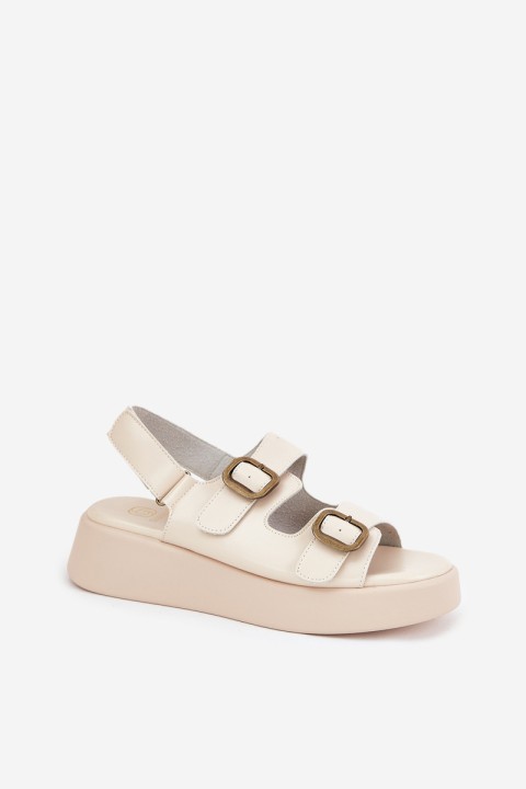 Women's Platform And Wedge Sandals With Buckles Beige Genorre