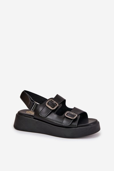 Women's Platform And Wedge Sandals With Buckles Black Genorre 2