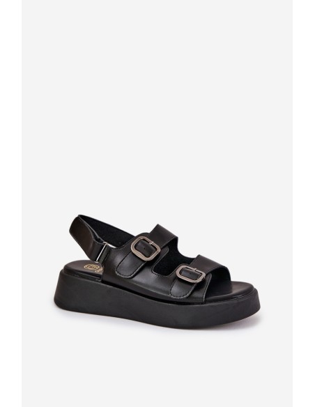 Women's Platform And Wedge Sandals With Buckles Black Genorre