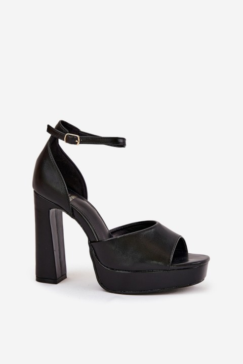 Ladies Sandals On Heel And Platform Eco Leather White Lomman