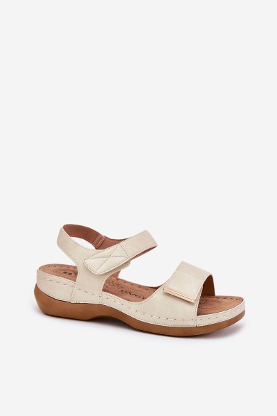 Comfortable women's sandals with Velcro gold Iphiope 2