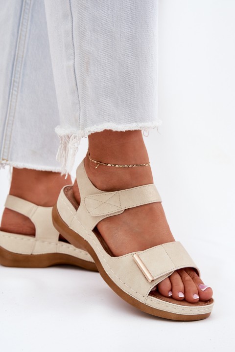 Comfortable women's sandals with Velcro gold Iphiope