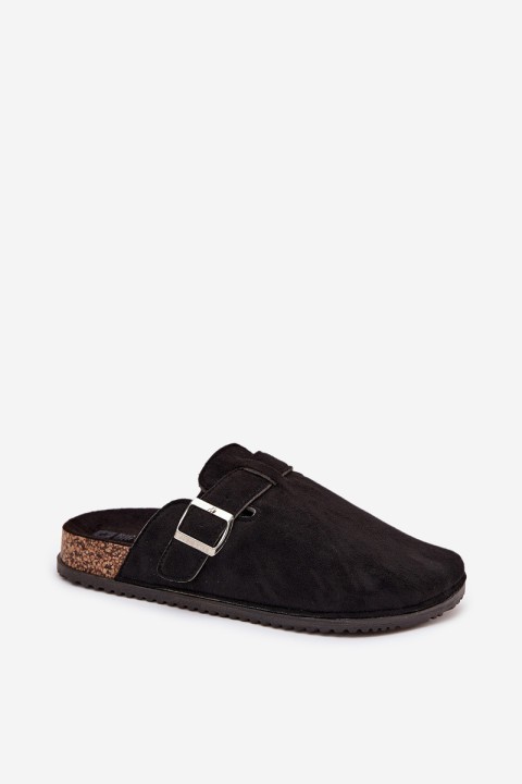 Women's Clogs On Cork Platform Silver Buckle Big Star SS274736 Black