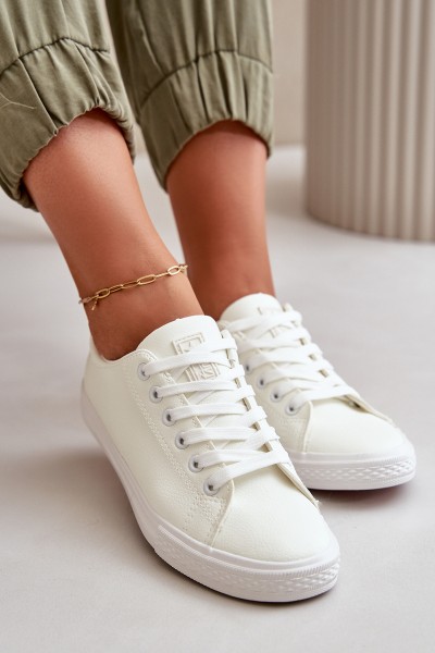 Women's Leather Lace-up Classic Sneakers White Misima
