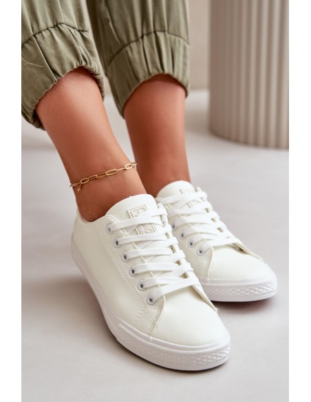 Women's Leather Lace-up Classic Sneakers White Misima