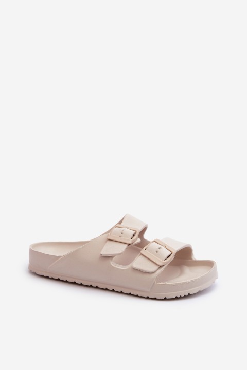 Women's Foam Flip Flops with Buckles Beige Luciene