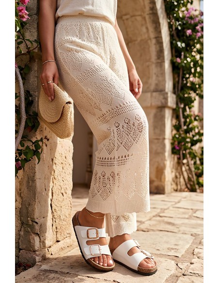 Women's White Slides With Clips On Cork Sole Bubbelia