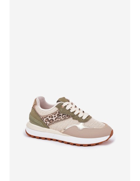Women Sports Shoes With Panther Print On Platform Green Davinara