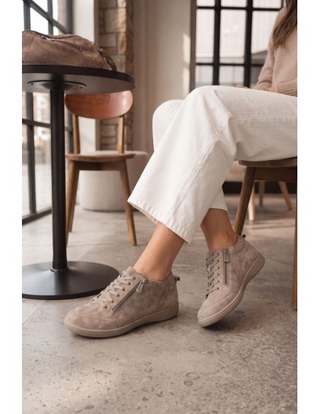 Women's Leather Suede Loafers Beige Brindle